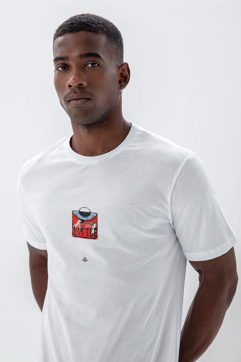White Soft Fabric Little Design Short Sleeve Tee