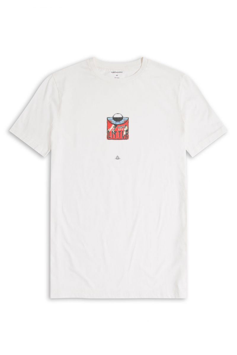 Off White Soft Fabric Little Design Short Sleeve Tee