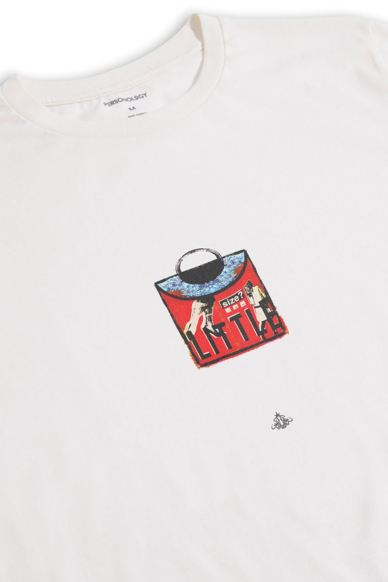 Off White Soft Fabric Little Design Short Sleeve Tee