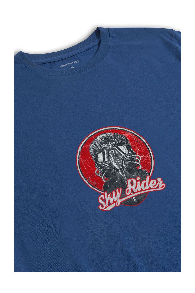 Navy Soft Fabric Sky Rides Design Short Sleeve Tee