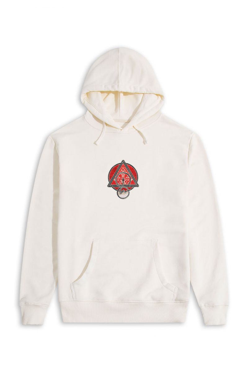 Ecru Premium Cotton Triangle with Snake Design Pullover Hoodie