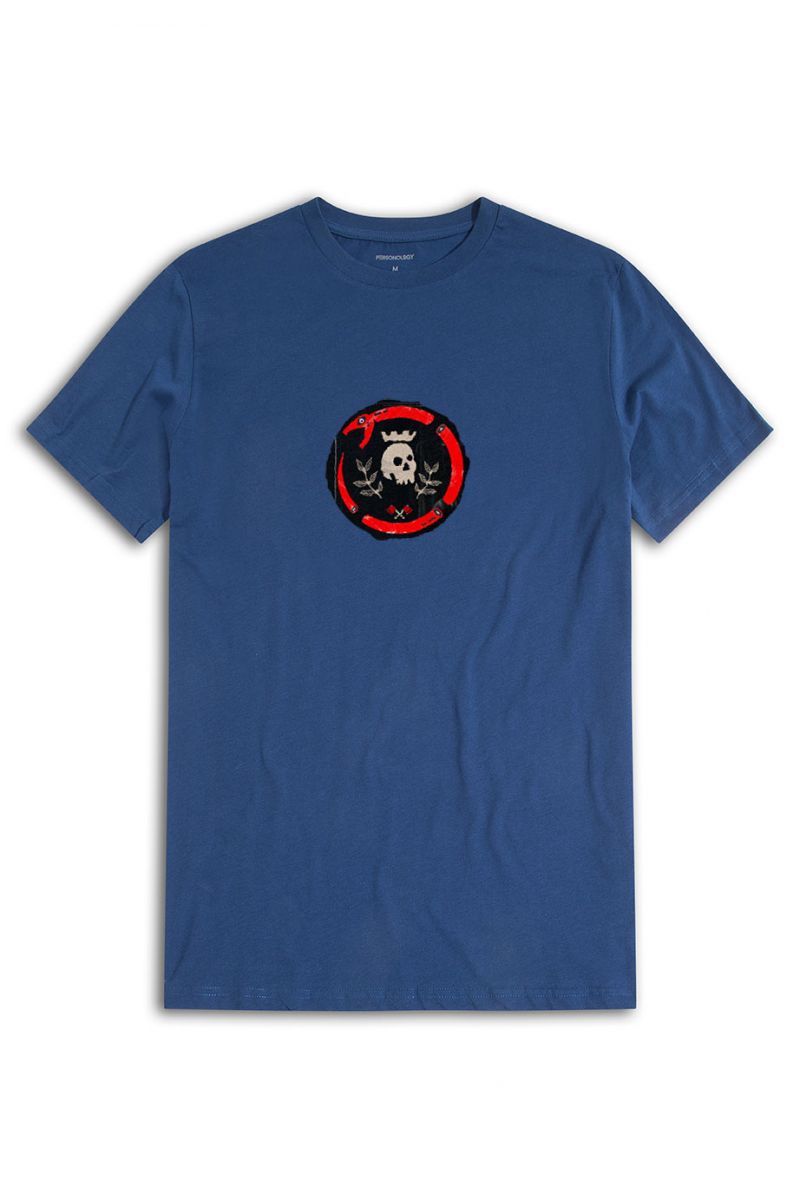 Navy Soft Fabric Scrull Design Short Sleeve Tee