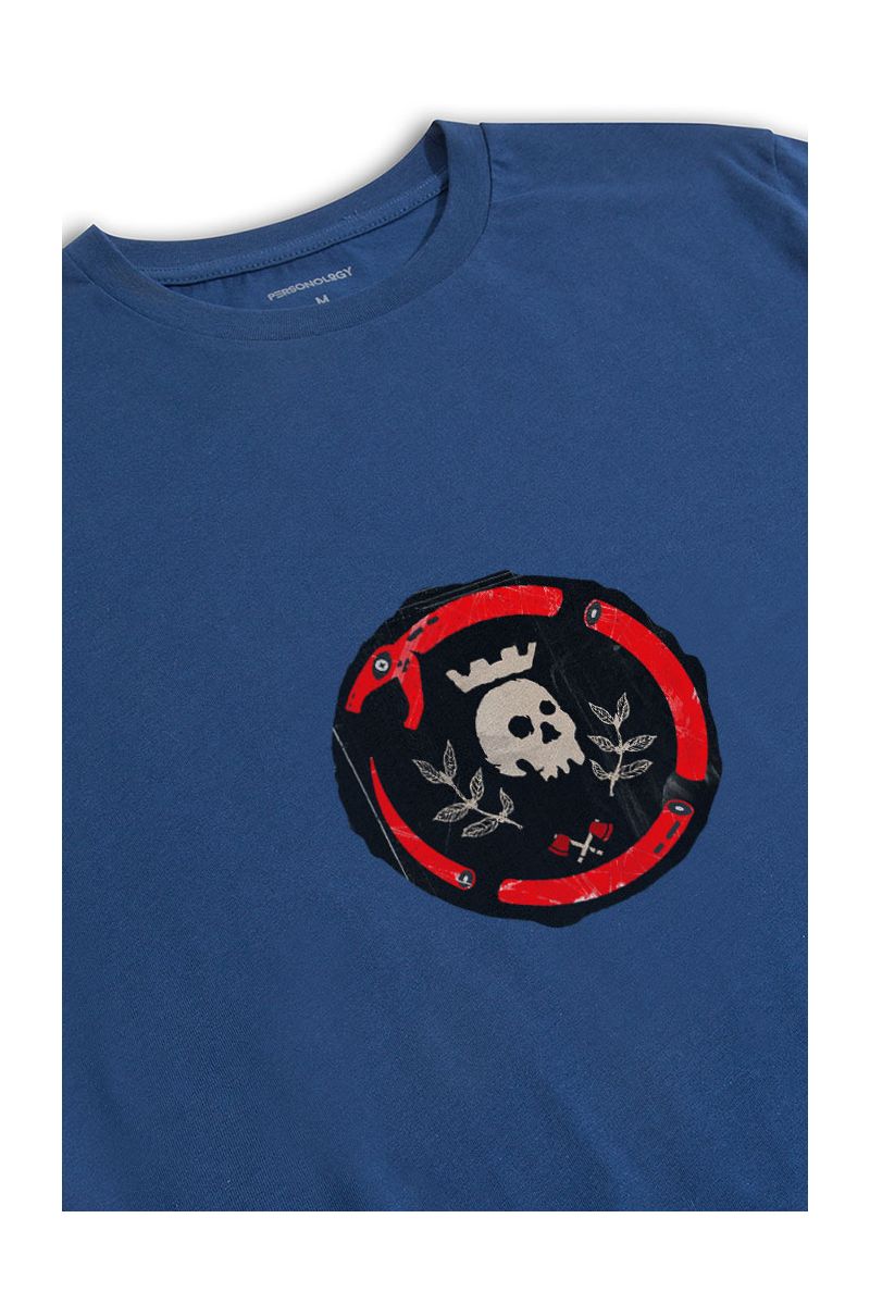 Navy Soft Fabric Scrull Design Short Sleeve Tee