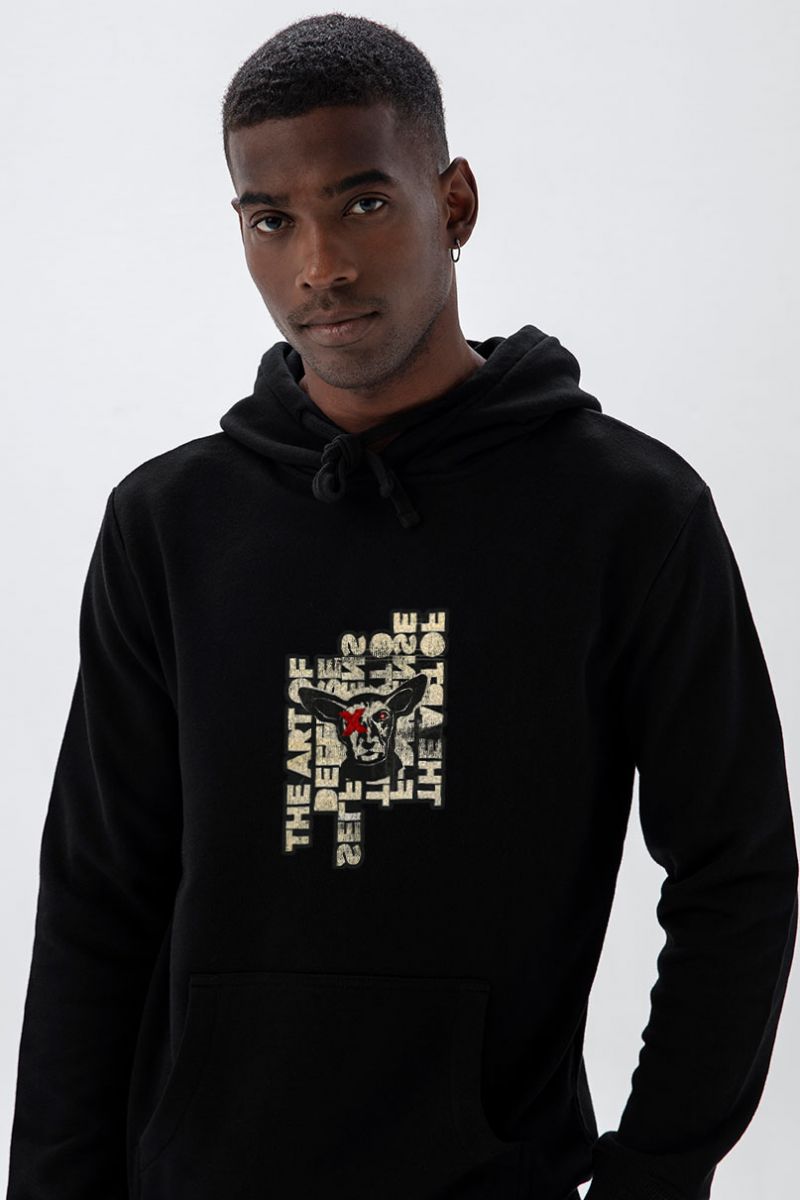 Black Premium Cotton Fat Design Pullover Hoodie