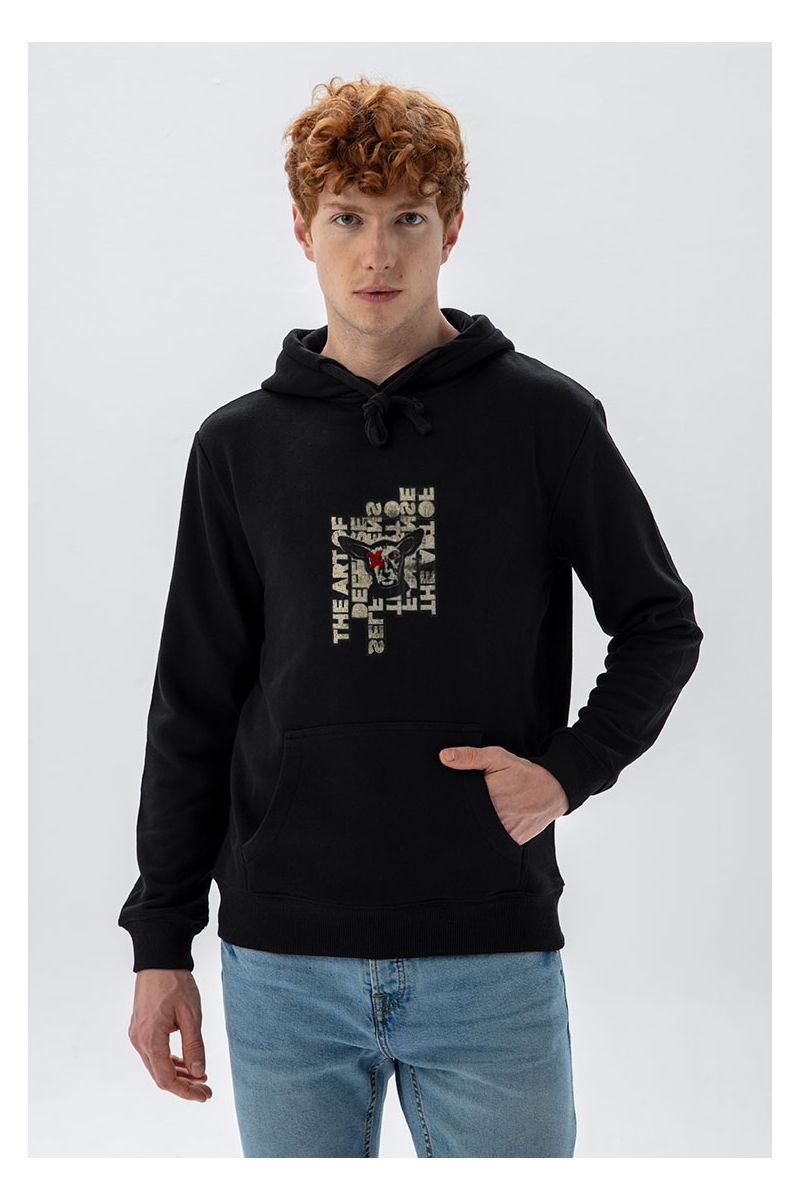 Black Premium Cotton Fat Design Pullover Hoodie