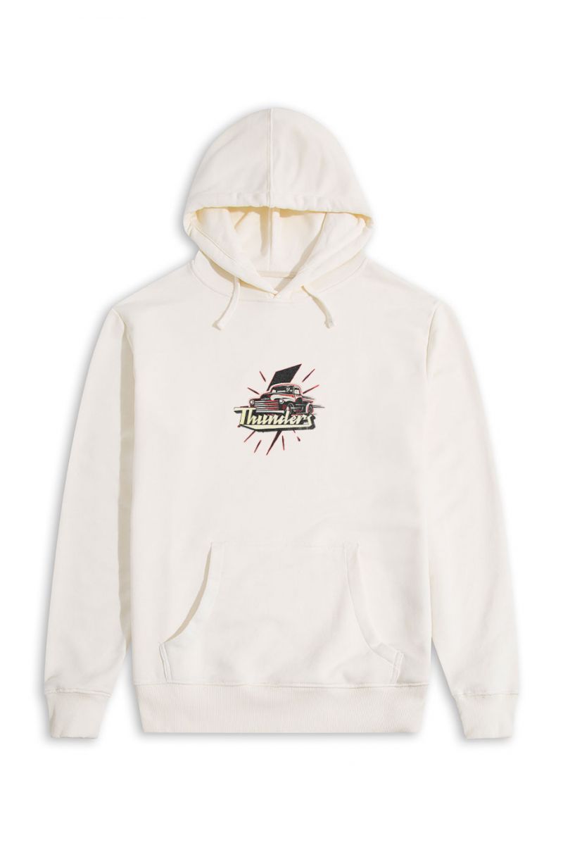 Ecru Premium Cotton Thunders Design Pullover Hoodie