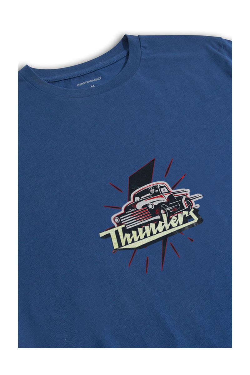 Navy Soft Fabric Thunders Design Short Sleeve Tee