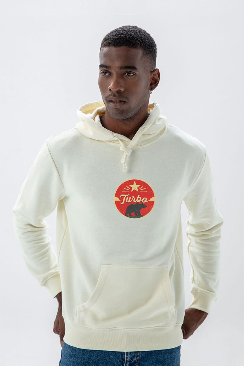 Ecru Premium Cotton Turbo Design Pullover Hoodie