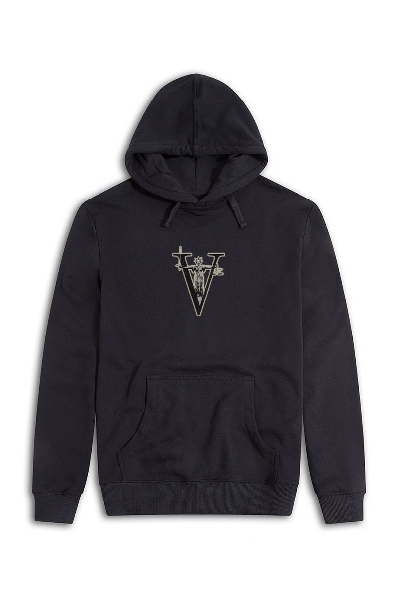 Black Premium Cotton Victory Design Pullover Hoodie