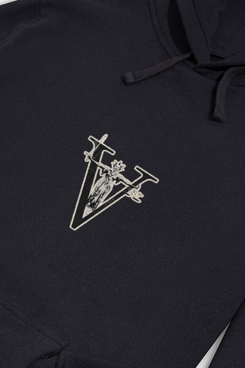 Black Premium Cotton Victory Design Pullover Hoodie