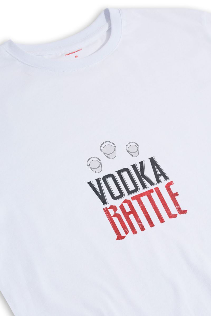 White Soft Fabric Vodka Design Short Sleeve Tee