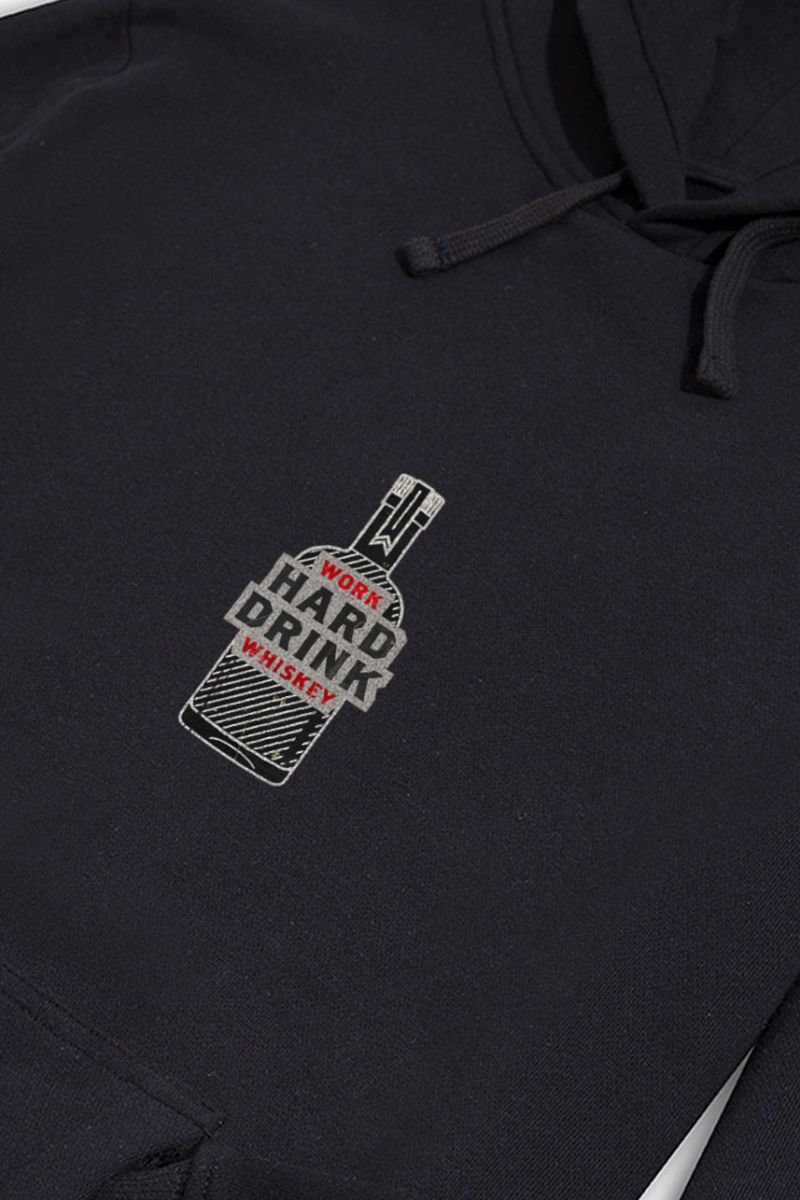 Black Premium Cotton Work Hard Drink Whiskey Design Pullover Hoodie