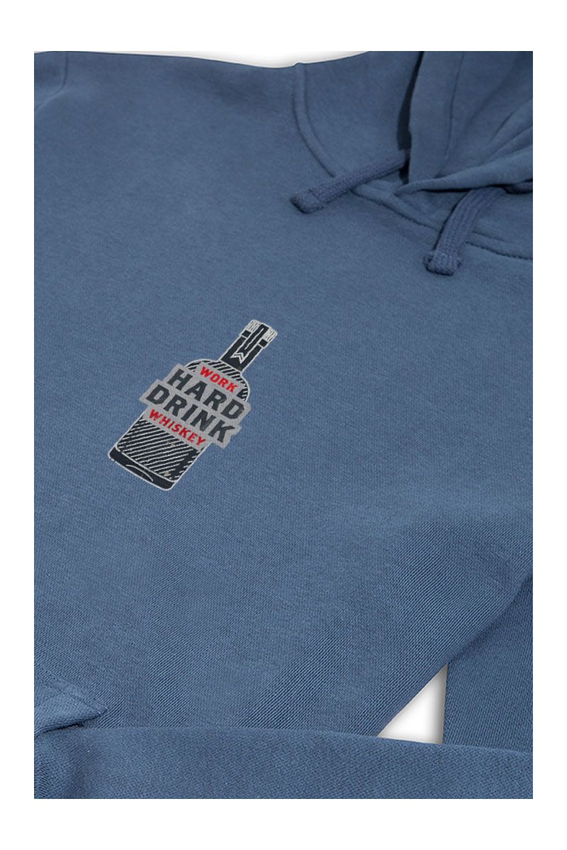 Navy Premium Cotton Work Hard Drink Whiskey Design Pullover Hoodie