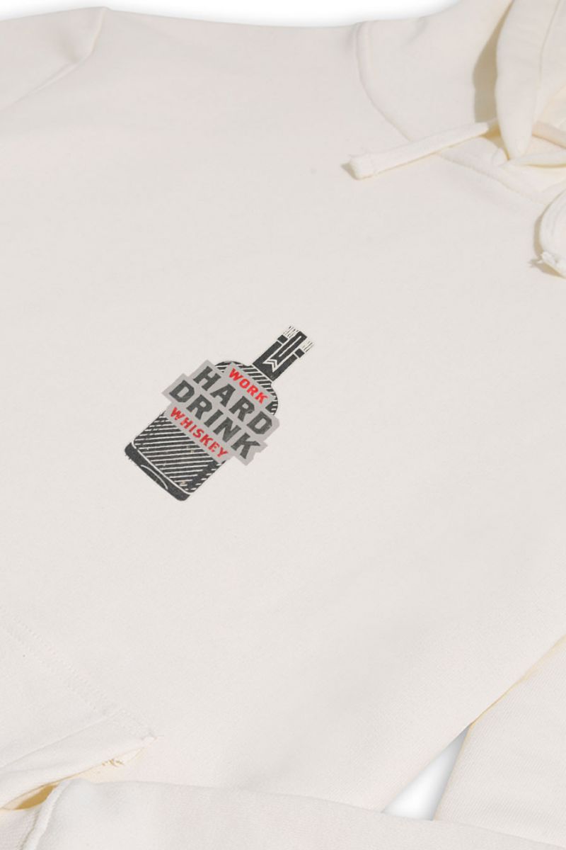 Ecru Premium Cotton Work Hard Drink Whiskey Design Pullover Hoodie
