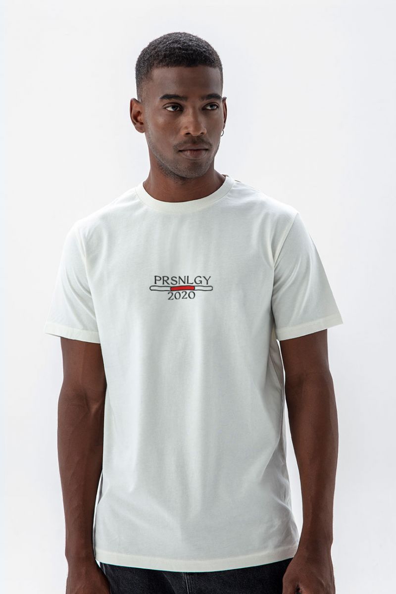Off White Soft Fabric Personology 2020 Design Short Sleeve Tee