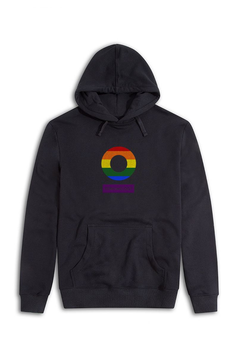 Black Premium Cotton Happy Pride Design Pullover Hoodie