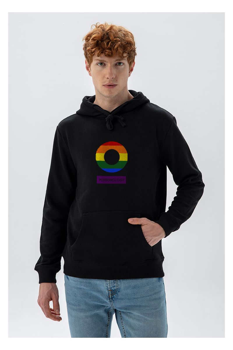 Black Premium Cotton Happy Pride Design Pullover Hoodie