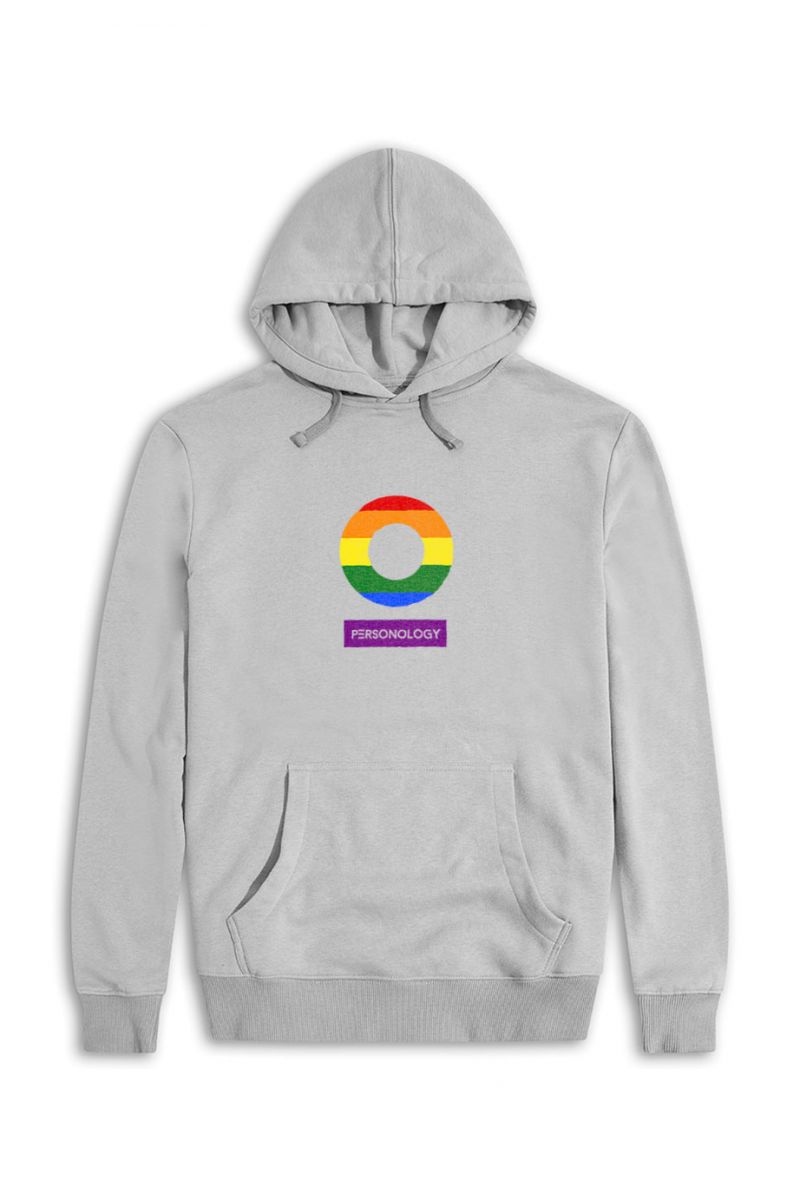 Grey Premium Cotton Happy Pride Design Pullover Hoodie