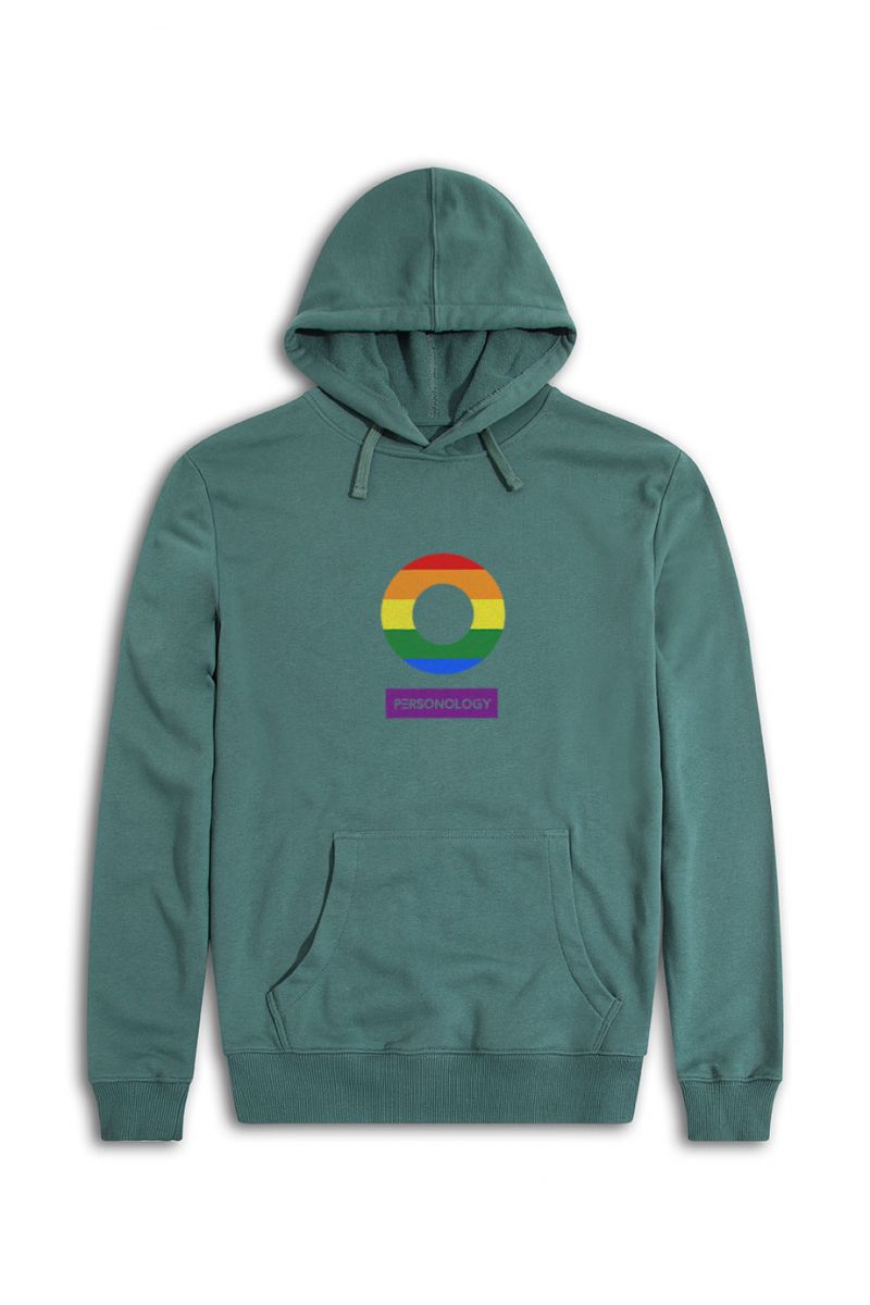 Green Premium Cotton Happy Pride Design Pullover Hoodie