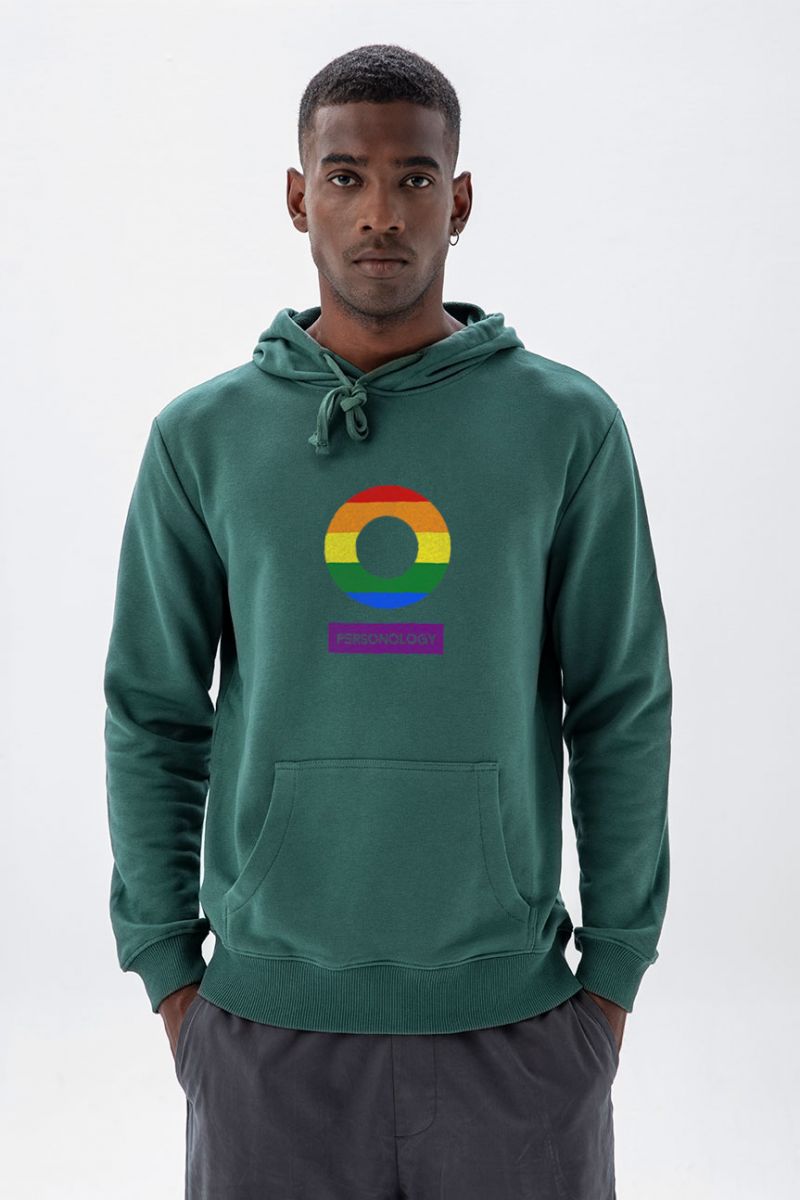 Green Premium Cotton Happy Pride Design Pullover Hoodie