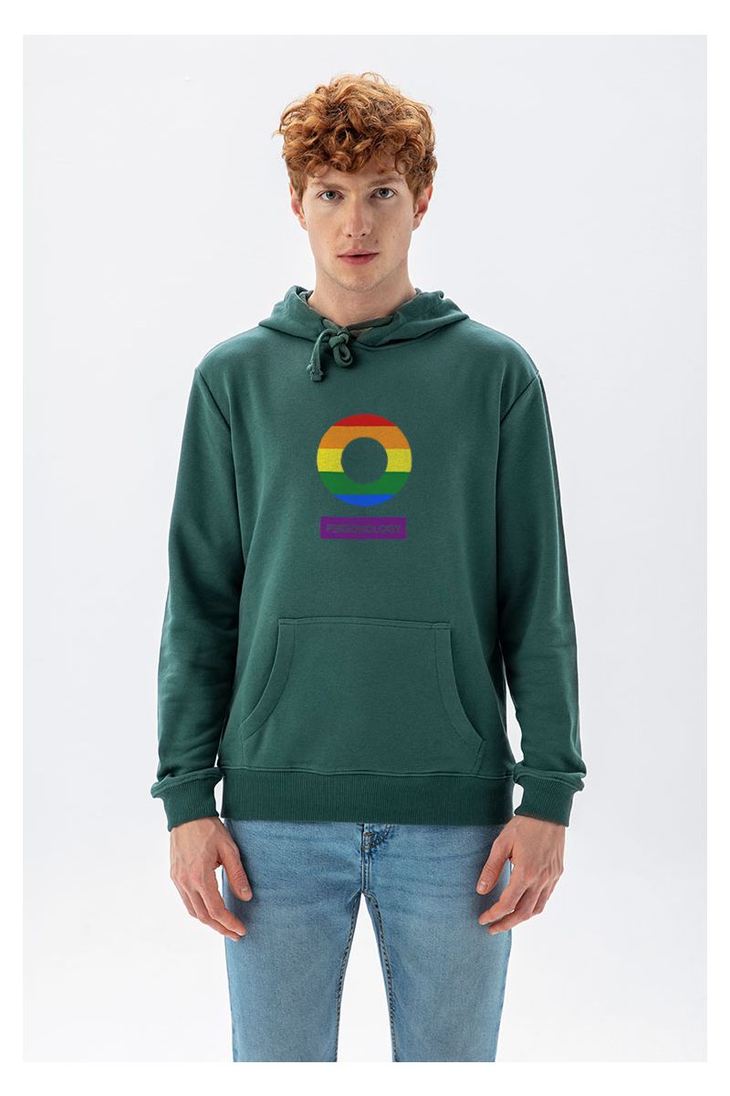 Green Premium Cotton Happy Pride Design Pullover Hoodie