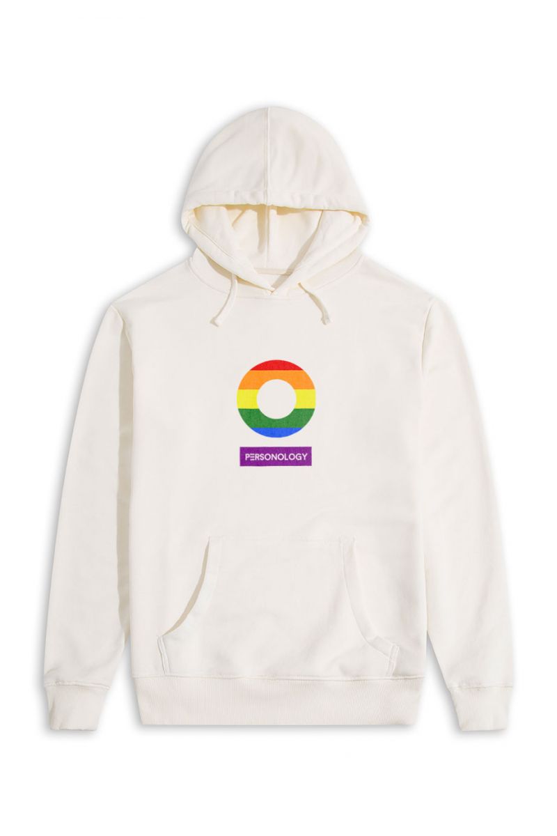 Ecru Premium Cotton Happy Pride Design Pullover Hoodie