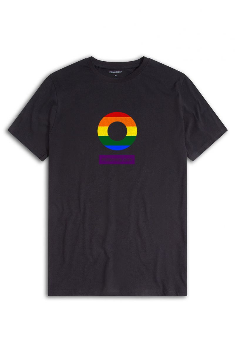 Black Soft Fabric Happy Pride Design Short Sleeve Tee