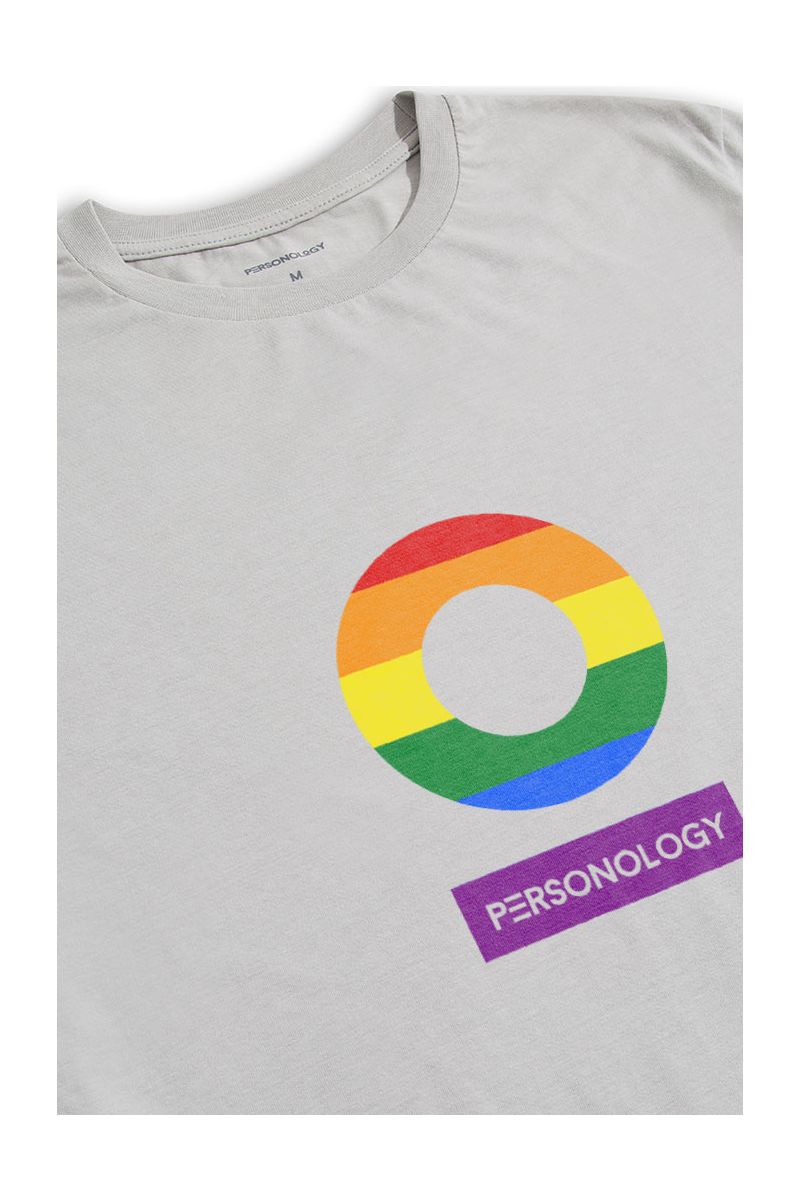 Grey Soft Fabric Happy Pride Design Short Sleeve Tee