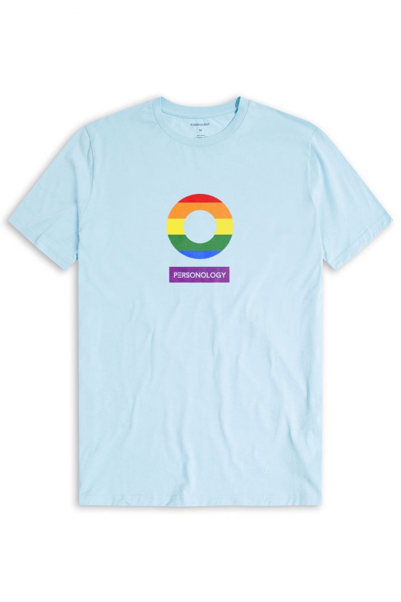 Blue Soft Fabric Happy Pride Design Short Sleeve Tee