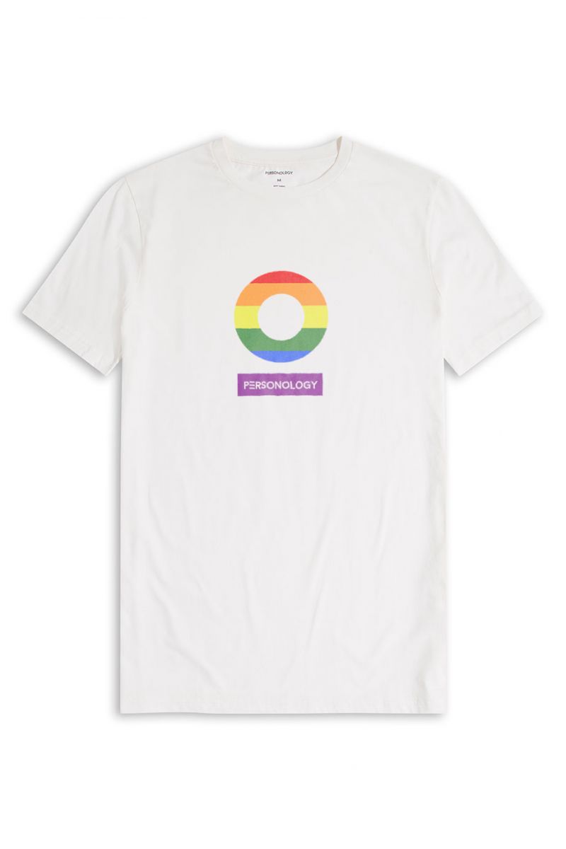 Off White Soft Fabric Happy Pride Design Short Sleeve Tee