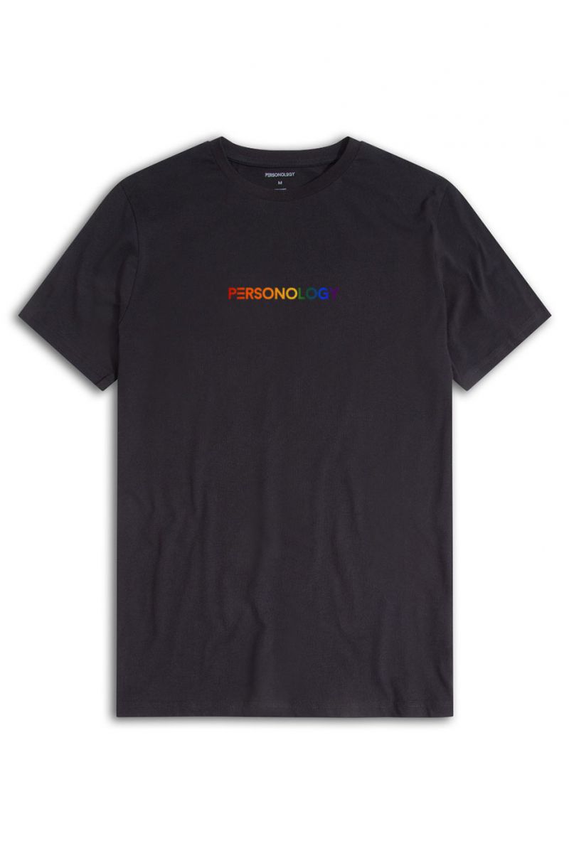 Black Soft Fabric Happy Pride Design Short Sleeve Tee