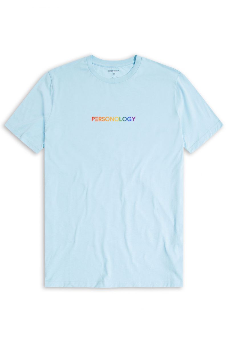 Blue Soft Fabric Happy Pride Design Short Sleeve Tee