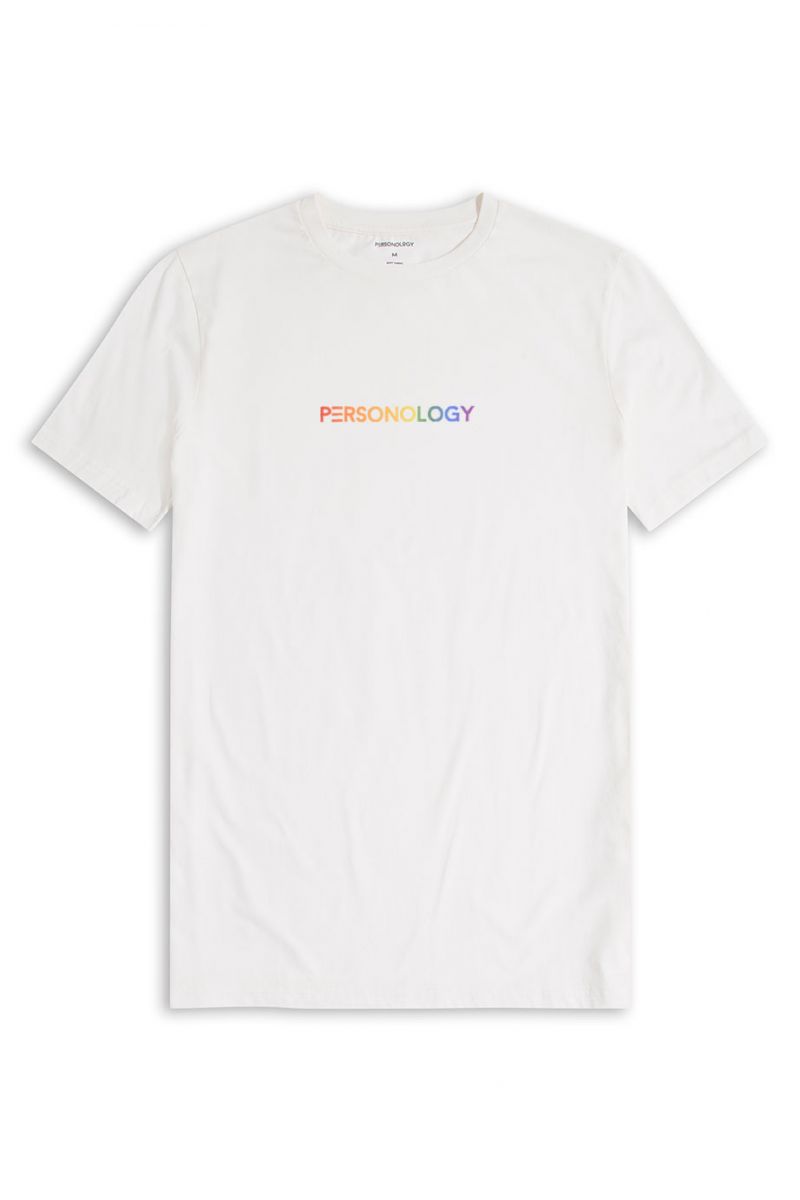 Off White Soft Fabric Happy Pride Design Short Sleeve Tee
