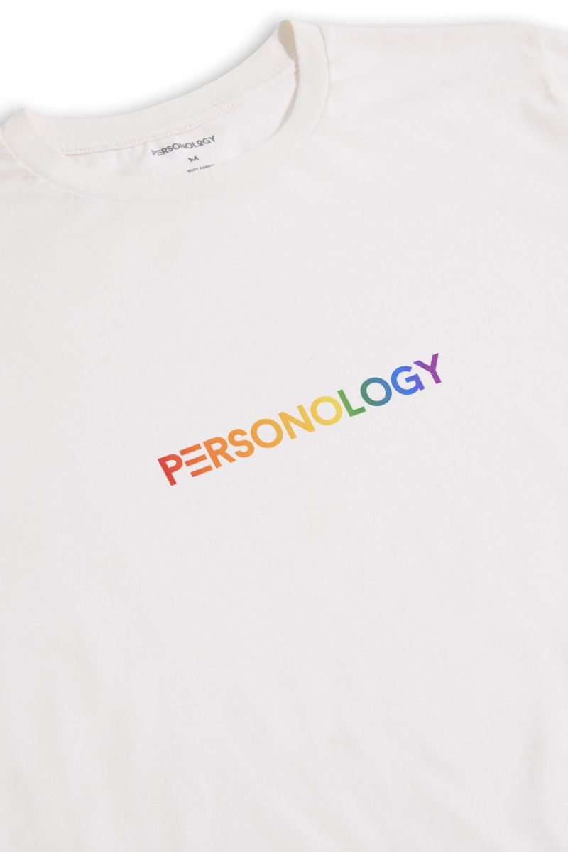 Off White Soft Fabric Happy Pride Design Short Sleeve Tee