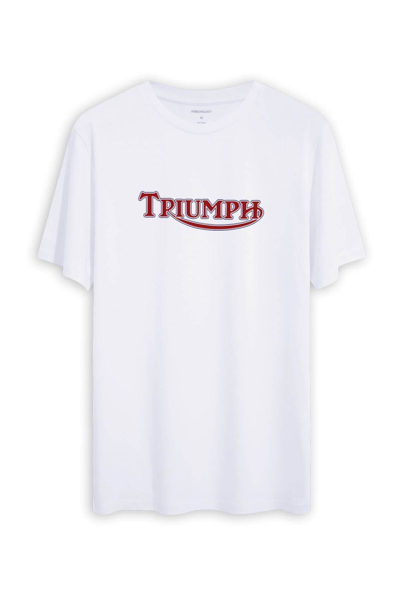 White Soft Fabric Triumph Design Short Sleeve Tee