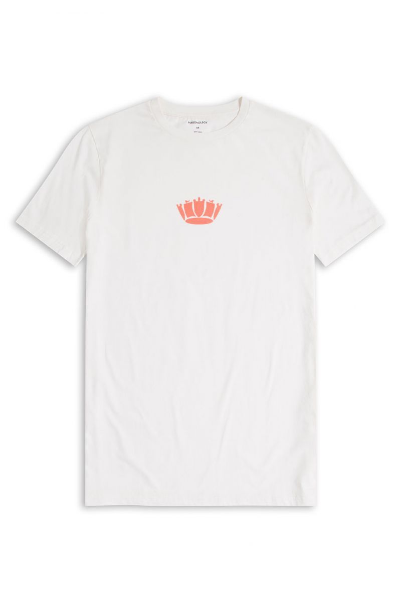 Off White Soft Fabric Charles Tee Polo Design Short Sleeve Tee