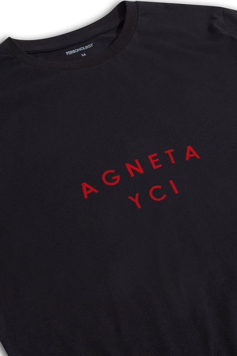 Black Soft Fabric Agneta YCI Design Short Sleeve Tee