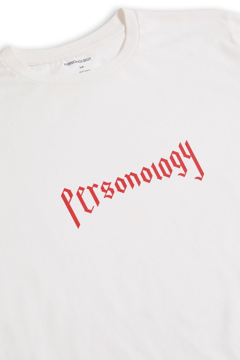 Off White Soft Fabric Personology Design Short Sleeve Tee