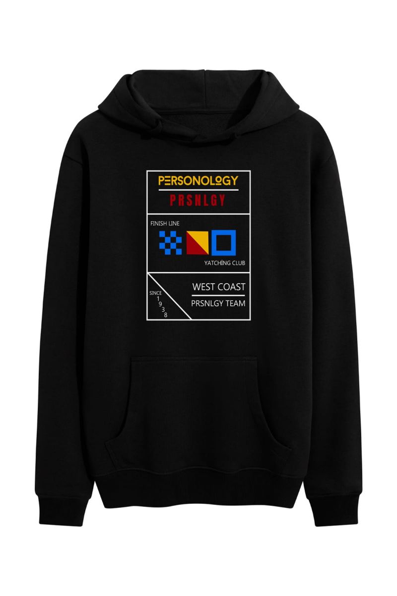 Black Premium Cotton Yatching Design Pullover Hoodie