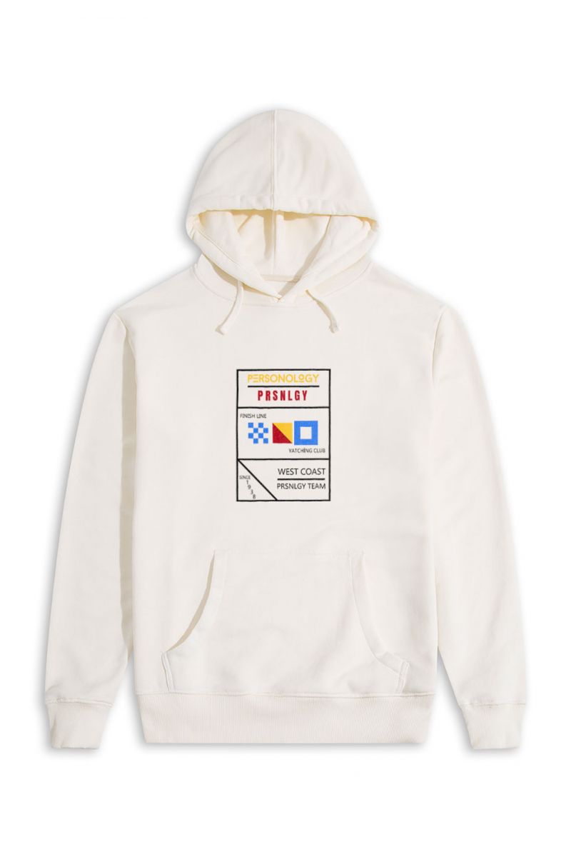 Ecru Premium Cotton Yatching Design Pullover Hoodie