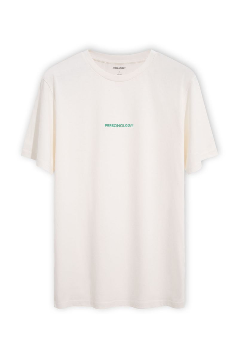 Off White Soft Fabric Personology Design Short Sleeve Tee