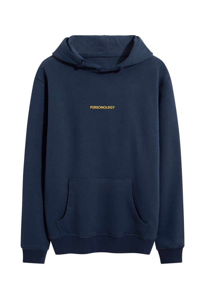 Navy Premium Cotton Personology Design Pullover Hoodie