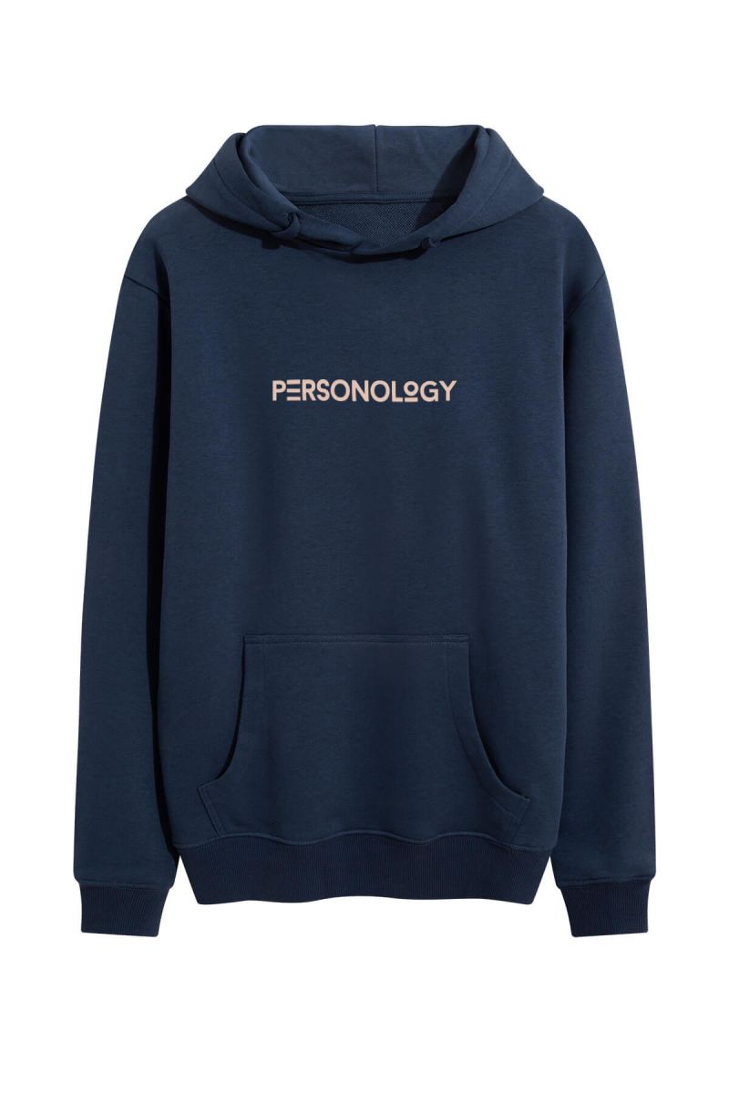 Navy Premium Cotton Personology Design Pullover Hoodie