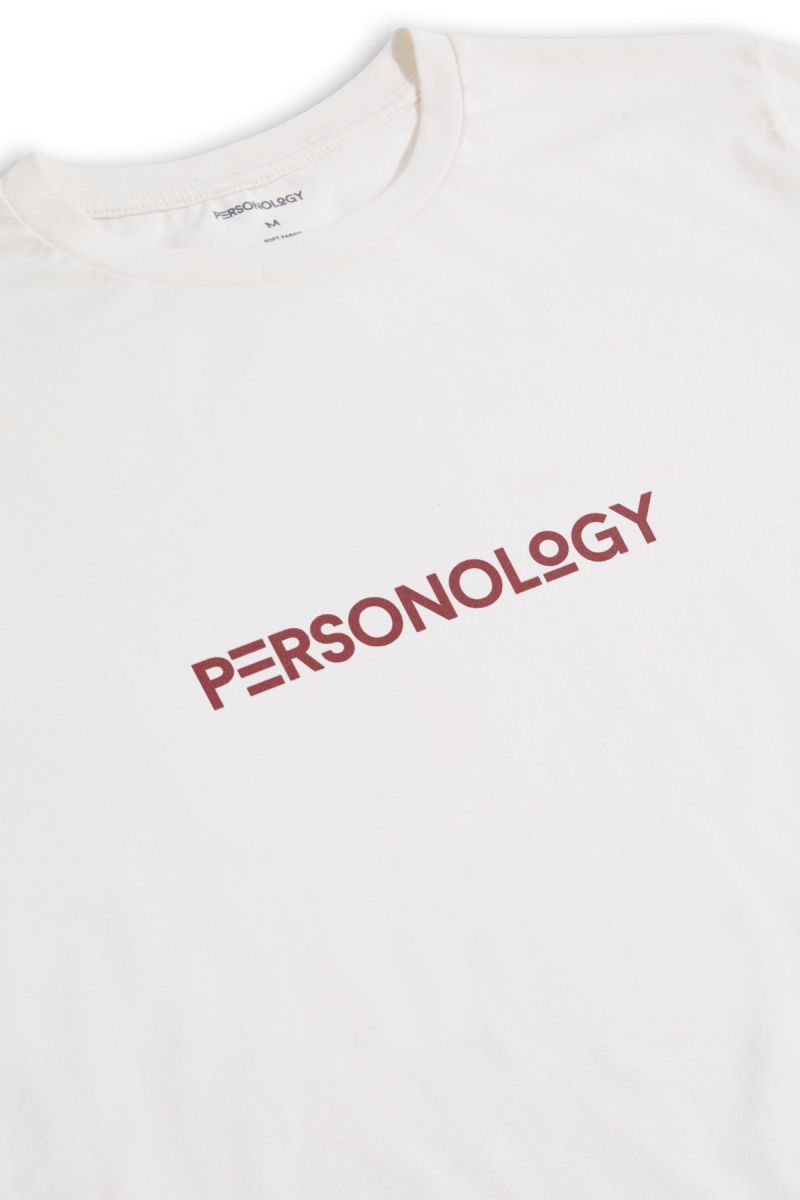 Off White Soft Fabric Personology Design Short Sleeve Tee