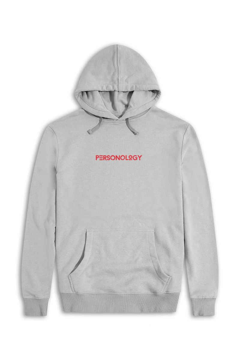 Grey Premium Cotton Personology Design Pullover Hoodie