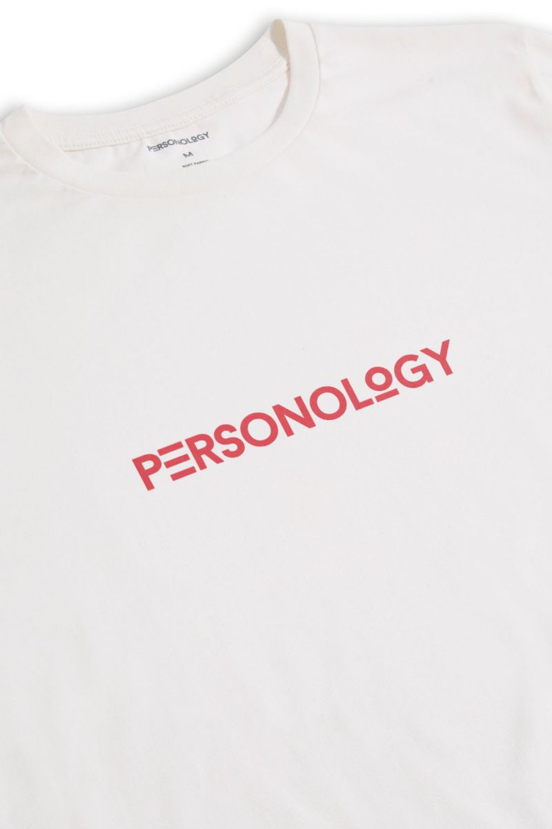 Off White Soft Fabric Personology Design Short Sleeve Tee