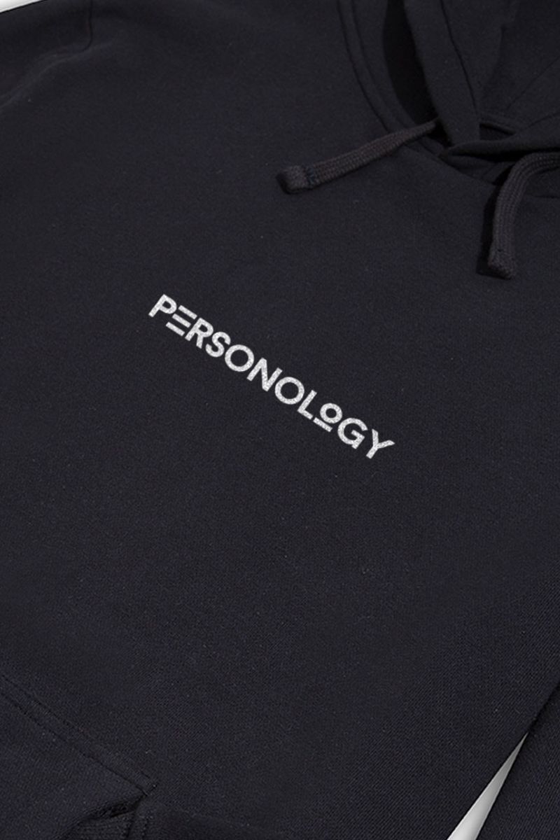 Black Premium Cotton Personology Design Pullover Hoodie