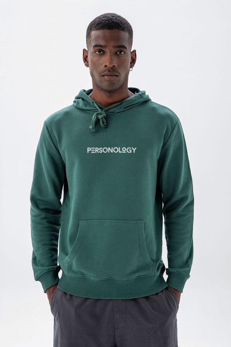 Green Premium Cotton Personology Design Pullover Hoodie
