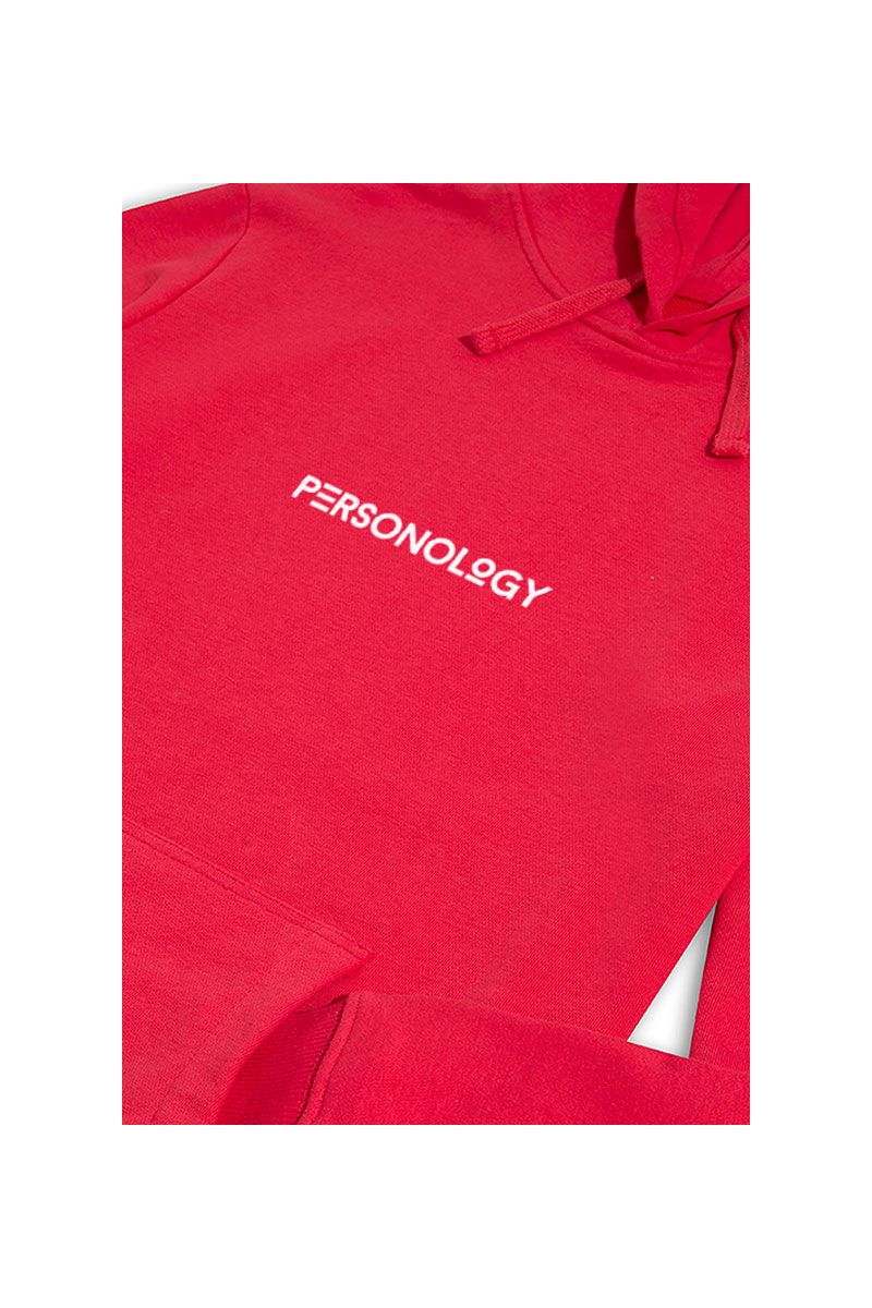 Red Premium Cotton Personology Design Pullover Hoodie