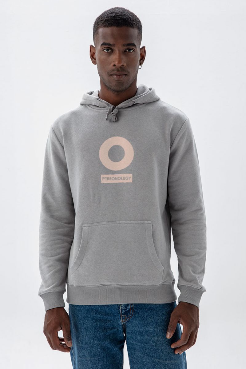 Grey Premium Cotton Personology Design Pullover Hoodie